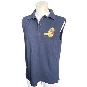 Y2K Winnie-the-Pooh Sleeveless Polo - navy blue - medium/Large